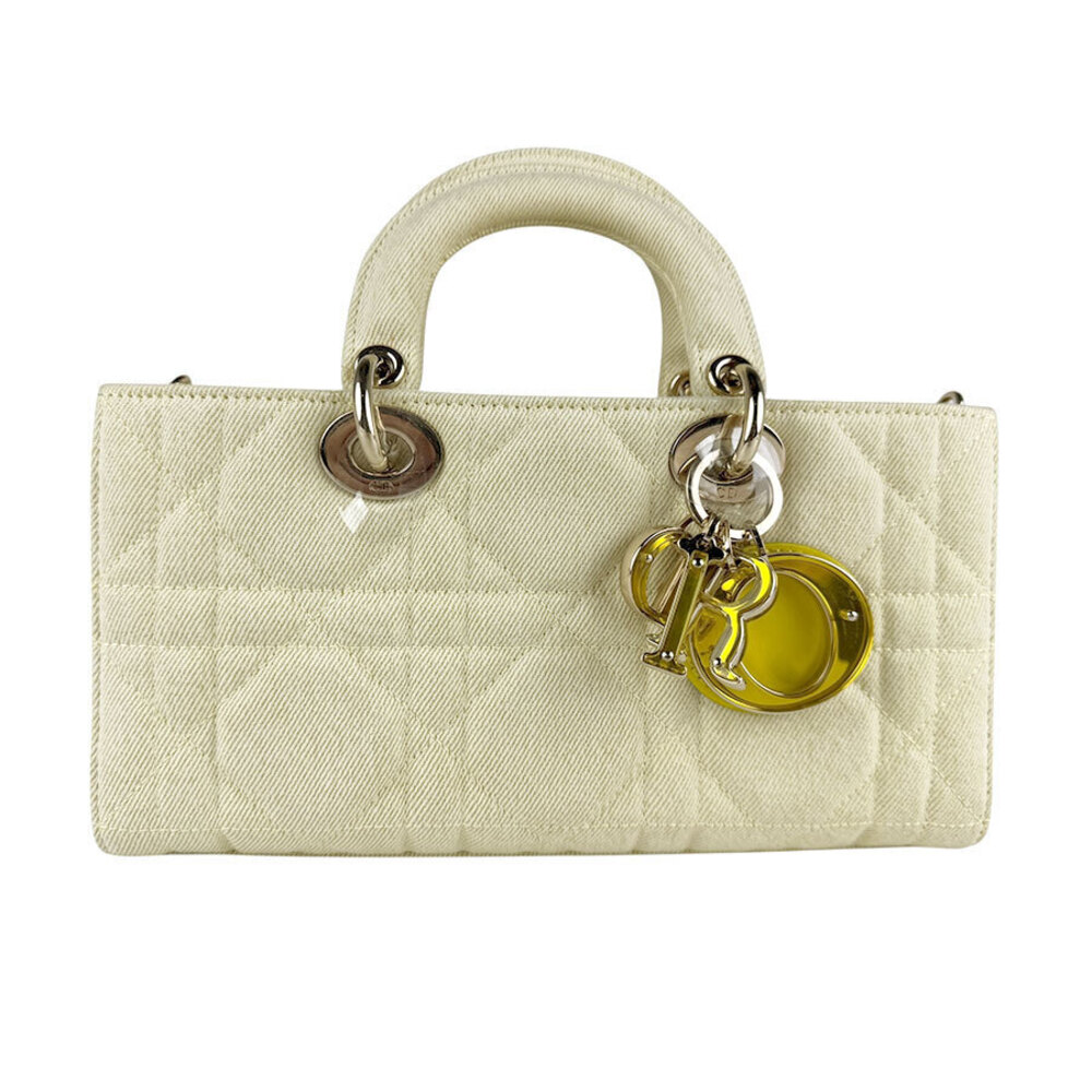 Christian Dior Joy Canvas 2Way Shoulder Bag Yellow